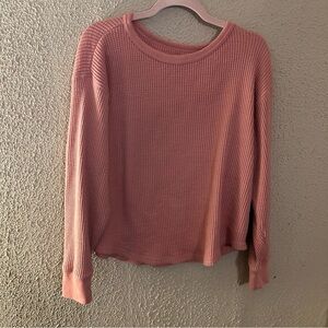 GAP Sweats Waffle Knit Rose Sweatshirt Women's Size L Thermal Layering Winter